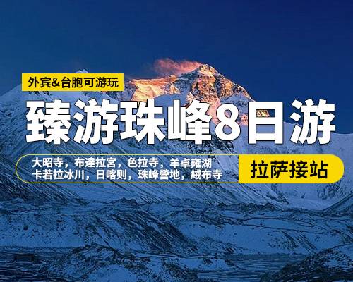 【臻游珠峰】拉薩接站，大昭寺，布達拉宮，色拉寺，羊卓雍湖，卡若拉冰川，日喀則，珠峰營地，絨布寺，舒適小團8日游